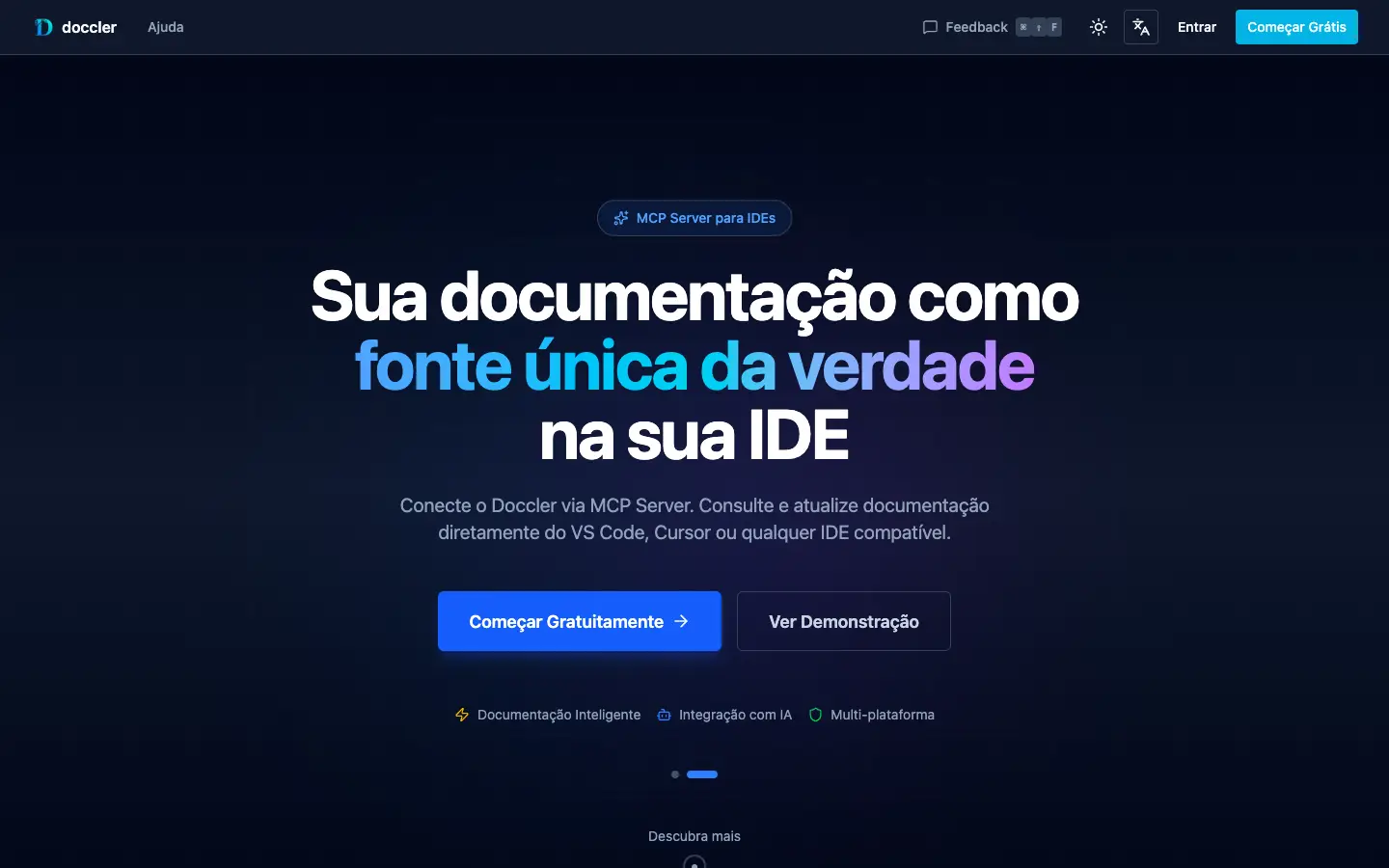 Página inicial do projeto Doccler (doccler.app)