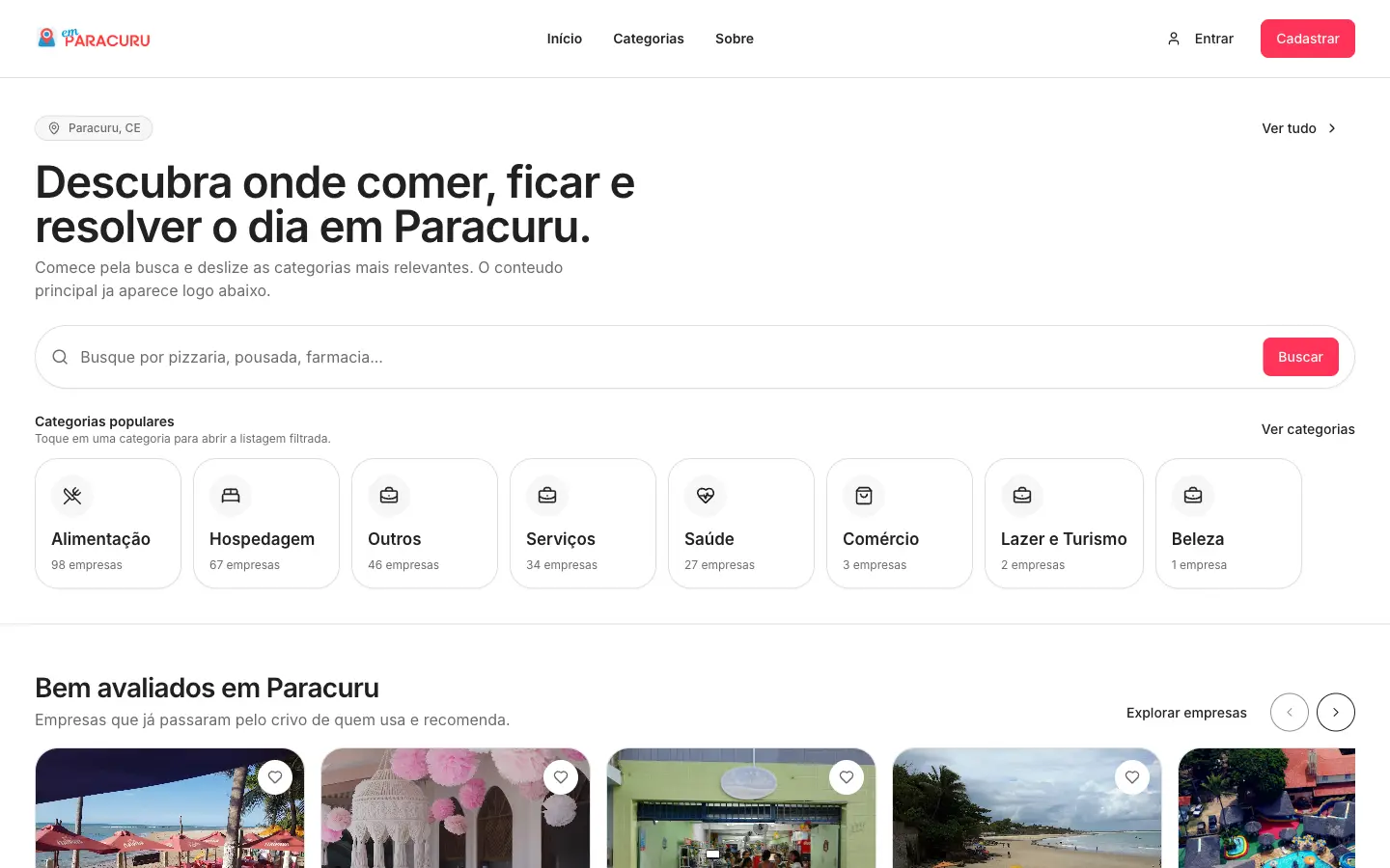 Página inicial do projeto EmParacuru (emparacuru.com.br)